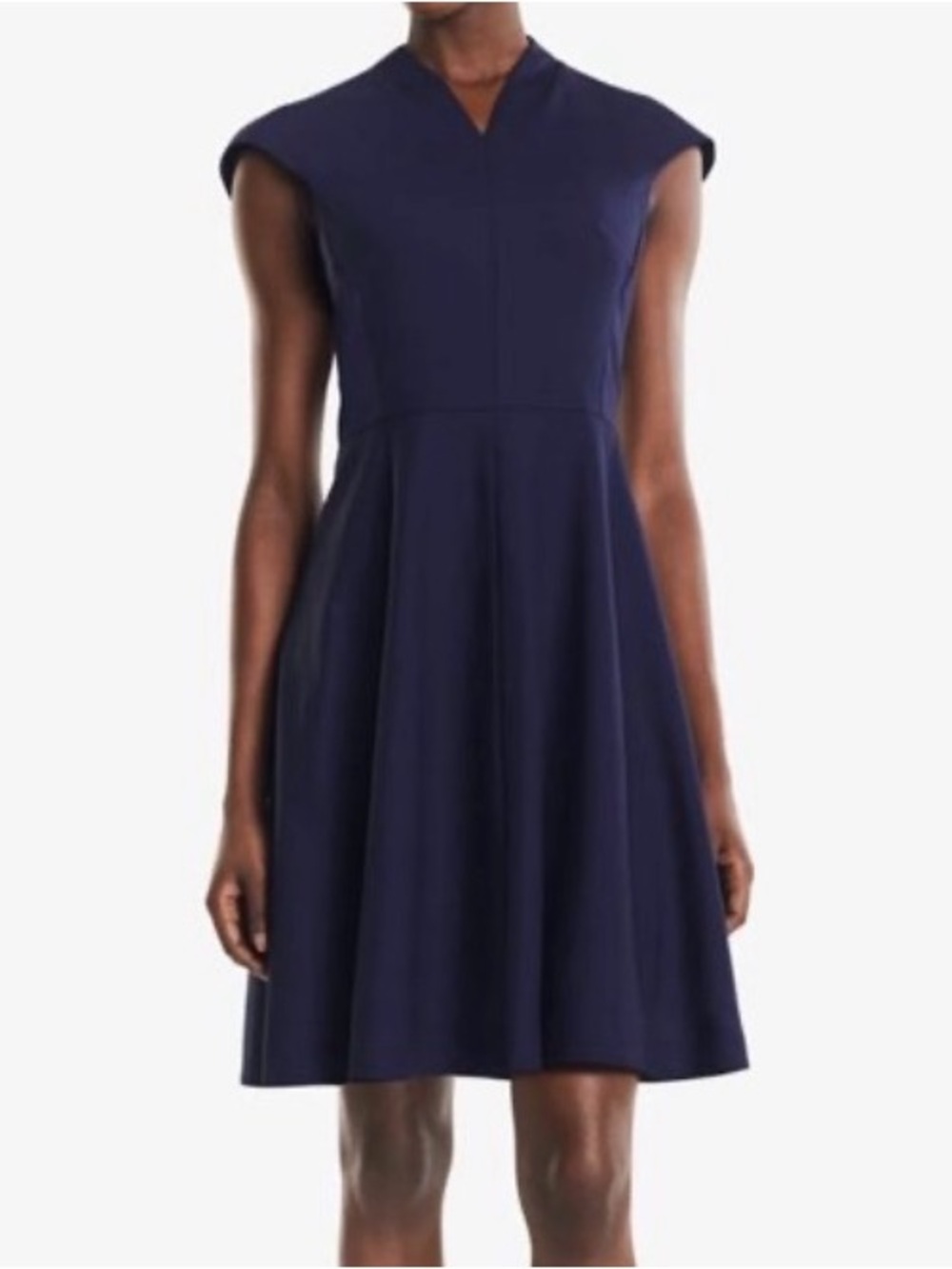 MM Lafleur Ruth Wool Blend Navy Cap-Sleeve Fit & Flare Mini Dress Sz 6